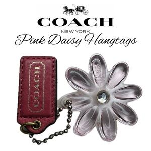 COACH 2.5” Poppy Flower Crystal Pink Plastic Daisy Bag CharmHangtag